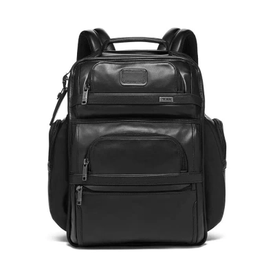 Tumi Alpha 3 Leather Brief Pack In Black