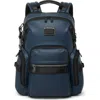 Tumi Womens Navy Coated Canvas Alpha Bravo Navigation Leather Backpack