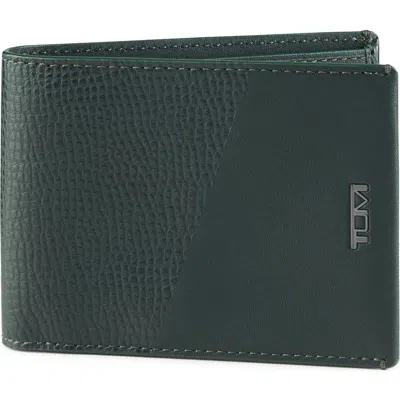 Tumi Alpha Double Bifold Wallet In Deep Pine Textured Smooth