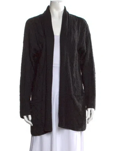 Pre-owned Tumi Baby Alpaca Open Front Sweater In Black