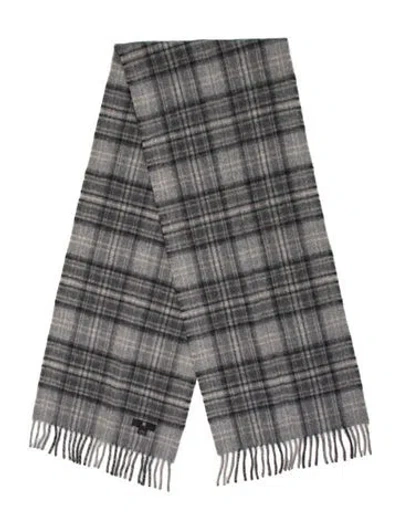 Pre-owned Tumi Baby Alpaca Plaid Print Scarf In Gray