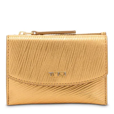 Tumi Belden Leather Flap Card Case In Gold