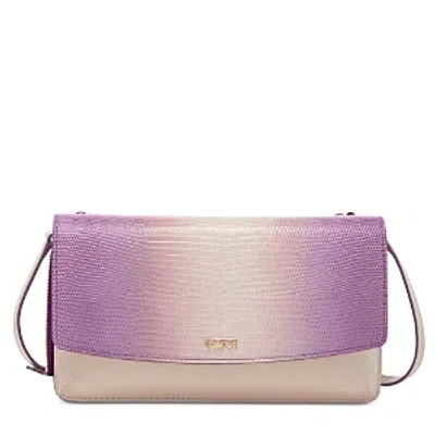 Tumi Belden Leather Wallet Crossbody Bag In Moonlight/purple Ombre