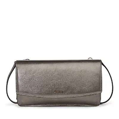 Tumi Belden Leather Wallet Crossbody Bag In Pewter Metallic
