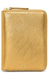 Tumi Belden Zippered Leather Passport Case In Gold