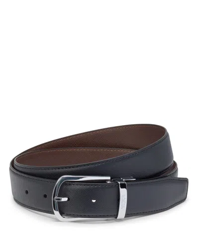Tumi Belts Horseshoe Reversible Saffiano Belt 35mm In Black/brown