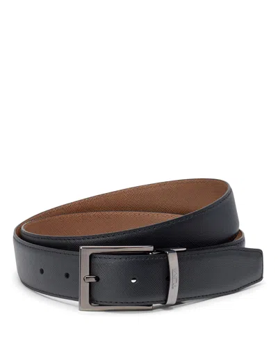 Tumi Belts Rectangle Reversible Saffiano Belt 35mm In Black/cognac