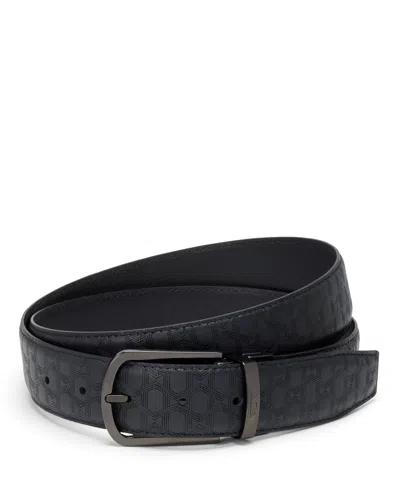 Tumi Belts T-embossed Reversible Belt 35mm In Black Textured Monogram