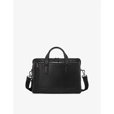Tumi Black Bombe Harrison Sycamore Slim Leather Briefcase Bag