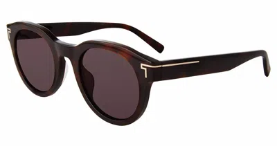 Tumi Brown Oval Unisex Sunglasses Stu509 1hav 50 In Purple