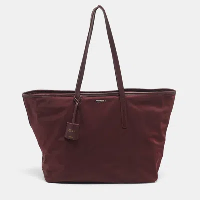 Pre-owned Tumi Burgundy Leather And Nylon Voyageur Everyday Tote