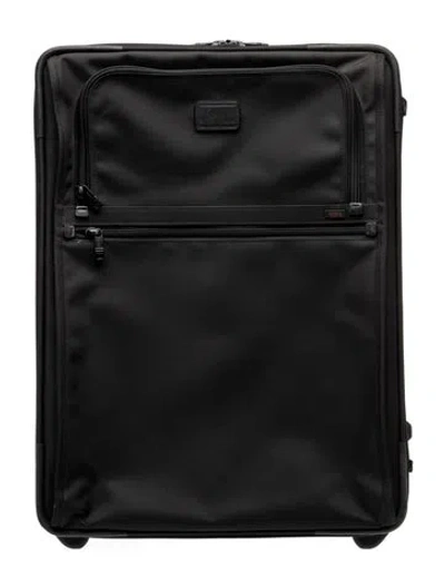 Pre-owned Tumi Canvas Alpha Frequent Traveler One-touch Expandable 22" Upright Suitcase Medium In Black