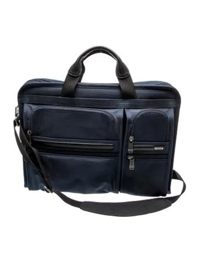 Pre-owned Tumi Canvas Briefcase In Blue