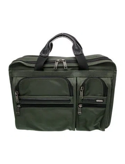 Pre-owned Tumi Canvas Briefcase In Green