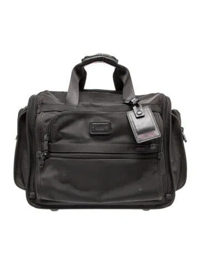 Pre-owned Tumi Canvas Leather Trim Rolling Suitcase In Black