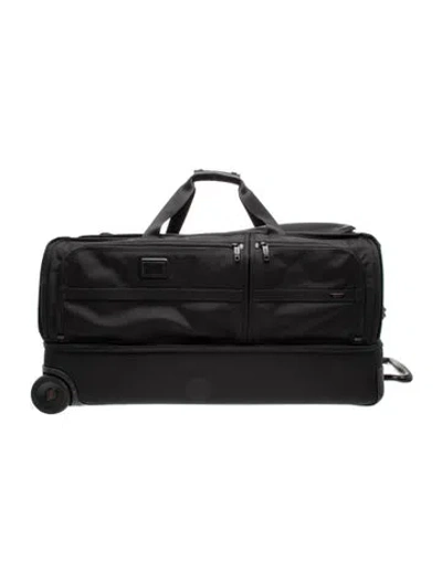 Pre-owned Tumi Canvas Leather Trim Rolling Suitcase In Black