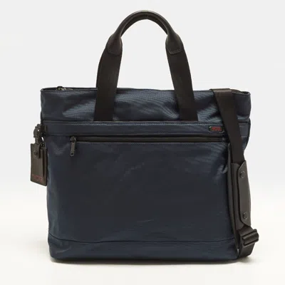 Pre-owned Tumi Companion Blue/black Nylon And Leather Tote