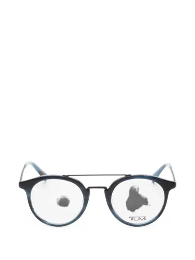 Tumi Double-bridge Round-frame Glasses In Black