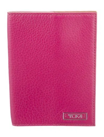 Pre-owned Tumi Embossed Leather Passport Cover In Pink