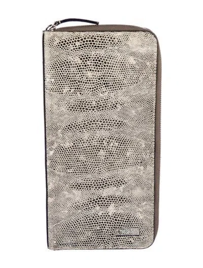 Pre-owned Tumi Embossed Leather Printed Wallet In Neutral
