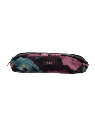 Pre-owned Tumi Floral Cosmetic Bag In Purple