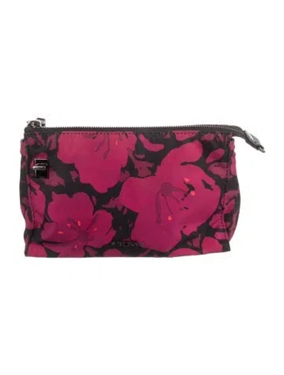 Pre-owned Tumi Floral Printed Cosmetic Bag In Pink