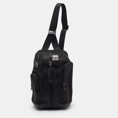 Pre-owned Tumi Fremont Higgins Black Fabric And Leather Sling Backpack