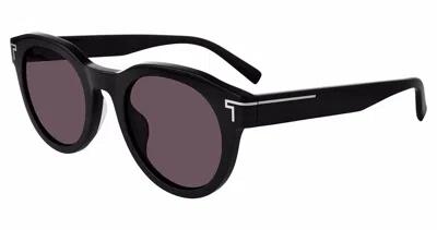 Tumi Grey Oval Unisex Sunglasses Stu509 1bla 50 In Black