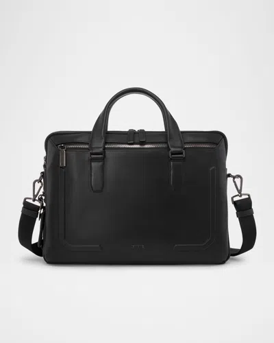 Tumi Harrison Sycamore Slim Leather Briefcase In Black Bombe