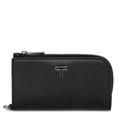 Tumi L Zip Card Case In Black/gunmetal