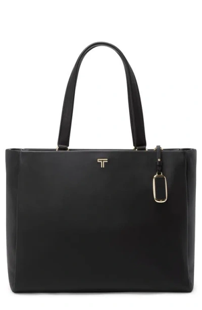 Tumi Large Vail Leather Tote In Black/ Light Gold