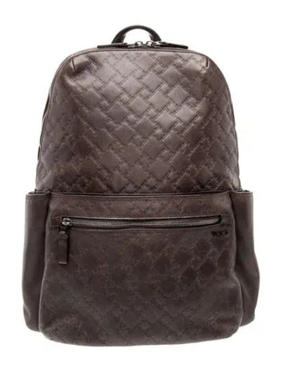 Pre-owned Tumi Leather Backpack In Gray