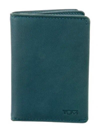 Pre-owned Tumi Leather Bifold Wallet In Blue
