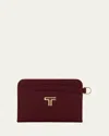 Tumi Leather Card Case In Red