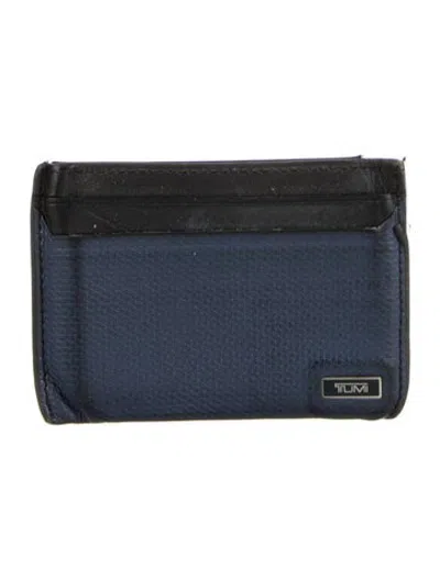 Pre-owned Tumi Leather Card Holder In Black/blue