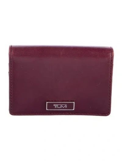 Pre-owned Tumi Leather Card Holder In Burgundy