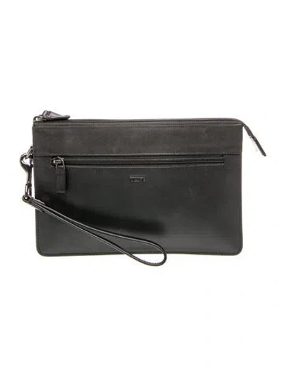 Pre-owned Tumi Leather Clutch In Black