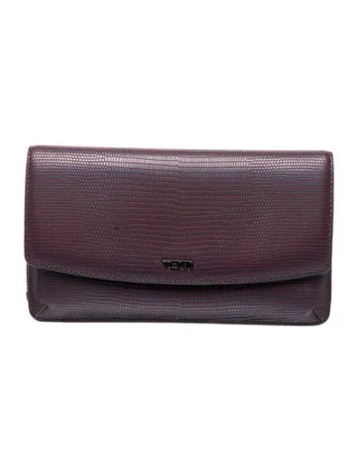 Pre-owned Tumi Leather Clutch In Purple