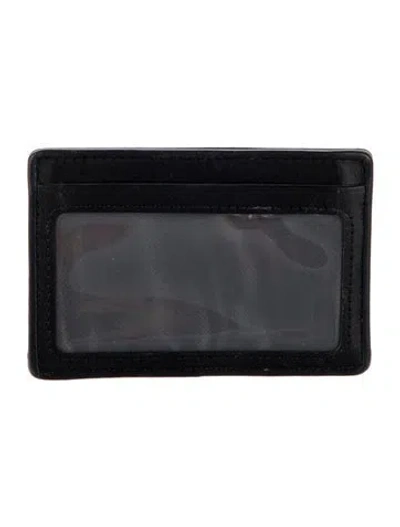 Pre-owned Tumi Leather Colorblock Pattern Card Holder In Black