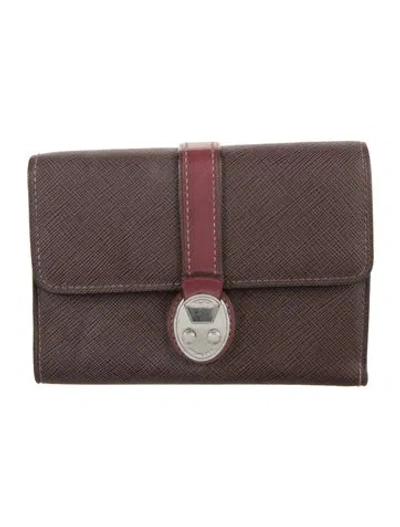 Pre-owned Tumi Leather Colorblock Pattern Wallet In Purple