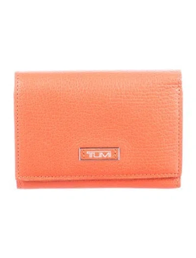 Pre-owned Tumi Leather Compact Wallet In Orange