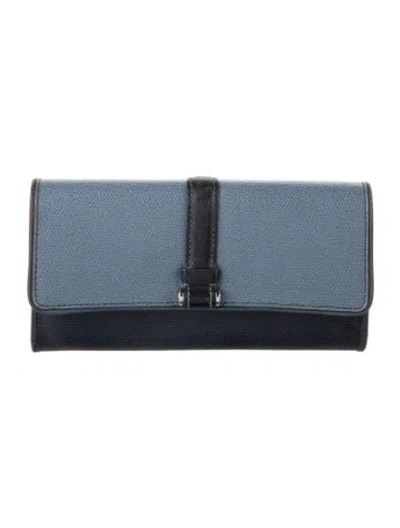 Pre-owned Tumi Leather Continental Wallet In Blue