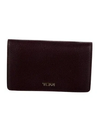 Pre-owned Tumi Leather Continental Wallet In Burgundy