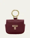 Tumi Leather Earbud Charm Case In Burgundy