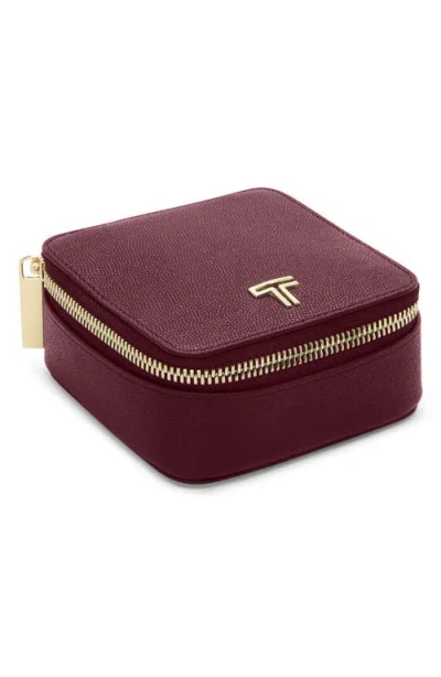 Tumi Leather Jewelry Case In Burgundy