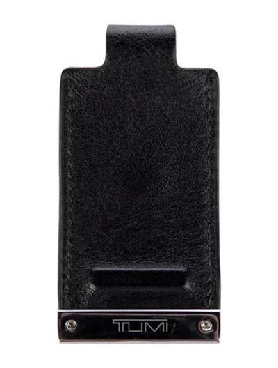 Pre-owned Tumi Leather Luggage Tag In Black