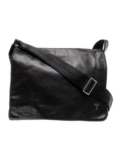 Pre-owned Tumi Leather Messenger Bag In Black
