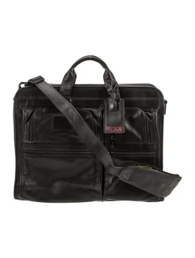 Pre-owned Tumi Leather Messenger Bag In Black