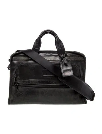 Pre-owned Tumi Leather Messenger Bag In Black