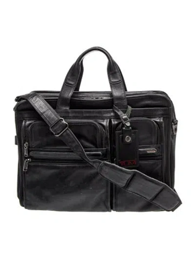 Pre-owned Tumi Leather Messenger Bag In Black